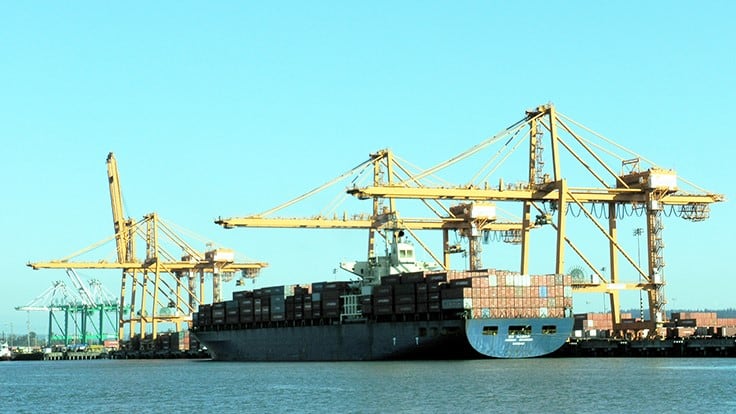 container ship at port